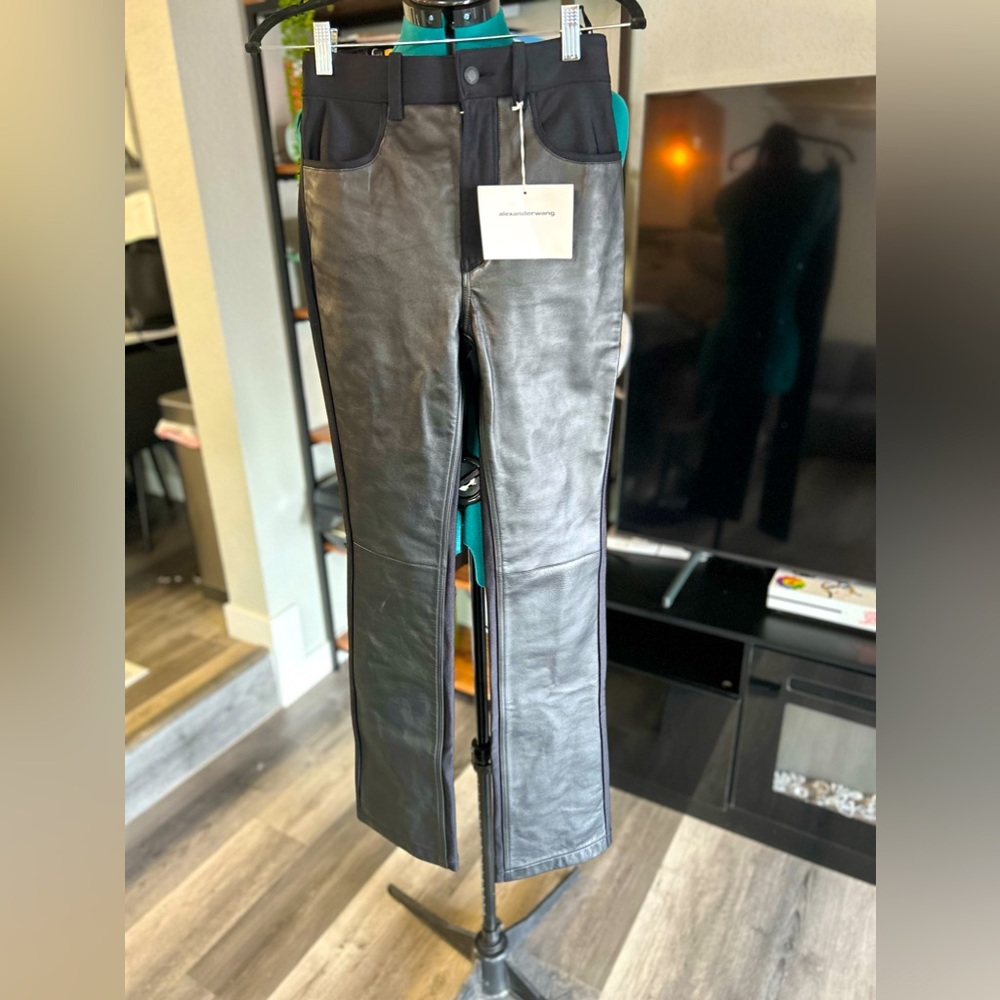 Alexander Wang leather like front black pants